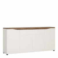 Trendy Wide Oak Top White High Gloss 4 Door 2 Drawer Living Room Sideboard 88x189.3cm