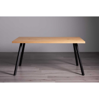 Ramsay Rustic Oak Effect Melamine 6 Seater Dining Table with 4 Sand Black Powder Coated Legs