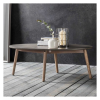 Scandi Grey Oval Coffee Table Concrete Effect Top with Ash Wooden Legs