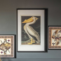 Pelican Framed Multicoloured Rectangular Wall Art Black Textured Effect