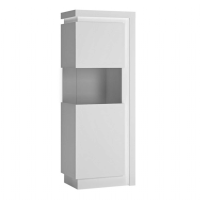 Modern White and High Gloss Narrow Display Cabinet with LED lighting 164x60cm