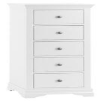 Modern Style Wooden White Painted 5 Drawer Narrow Bedroom Chest 120 x 50cm