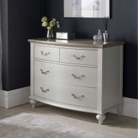 Grey Painted Washed Oak Wood Top 2 Over 2 Chest Of Drawers 110cm Wide
