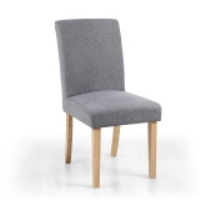 Morton Light Grey Linen Fabric Effect Modern Dining Chair On Light Oak Legs