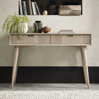 Dansk Scandi Style Oak Wood 2 Drawer Living Room Console Hall Table 77 x 115cm