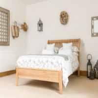 Solid Oak 5ft King Curved Bed Frame Low Footend Mid Century Art Deco Style