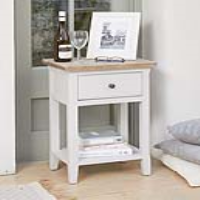 Grey Painted 1 Drawer Open Base Lamp Bedside Occasional Table Limed Wood Top