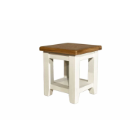 Country Chic Oxford Cream Painted Square End Lamp Table Oak Top 45cm