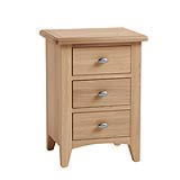 Modern Style Oak 3 Drawer Bedside Cabinet With Brushed Metal Handles 58 x 42cm