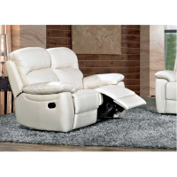 Aston Ivory Leather Upholstered 2 Seater Recliner Sofa Pocket Spring Seat 146cm