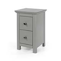 Elgin Modern Soft Grey Painted 2 Drawer Petite Bedside Table Cabinet Nightstand 56x35cm