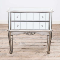Annabelle French Vintage Distressed Silver Mirrored Chest of 2 Drawers
