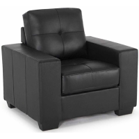 Gemona 1 Seater Modern Faux Leather Black Armchair 95cm Wide