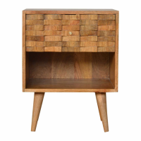 Tile Carved Bedside With Open Slot