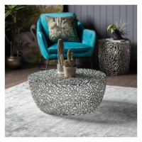 Modern Style Aluminium Silver Finish Intricate Design Coffee Centre Table 33 x 76.5