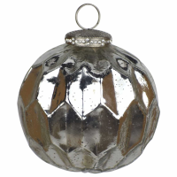 The Noel Collection Deep Honeycomb Silver Medium Bauble
