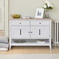 Grey Painted Small Sideboard Hall Console Shoe Storage Cabinet 2 Drawers with Cupboard