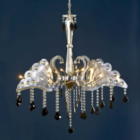 Decorative 2 Swan Chrome Chandelier With Glass Droplets