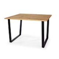 Rectangular Waxed Wooden Top Dining Table Black Metal Legs 150 x 75cm