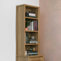 Modern And Modular Bergen Oak Wood 3 Shelf Narrow Top Shelving Unit 122x51x32cm