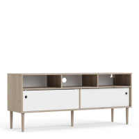 Rome TVunit 2 Sliding Doors in Jackson Hickory Oak with Matt White