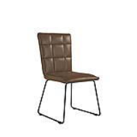 Industrial Metal Panel Back Brown Faux Leather Upholstered Dining Room Chair 92.5 x 49cm