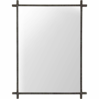 Ilkley Iron Cross Bar Mirror Oak Wood Finish 102x76cm