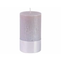 Libra Taupe Metallic Pillar Candle 7x12cm