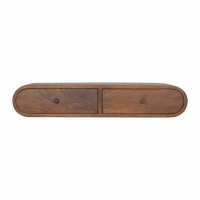 Traditional Style Solid Mango Wood Wall Mounted Chestnut 2 Drawer Console Hall Table 15x80cm
