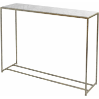 Mylas Console Table Antique Gold Finish Metal Frame White Marble Top