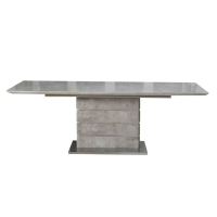 Modern Extending Dining Table Grey Concrete Effect Stainless Steel Base 160 to 220cm