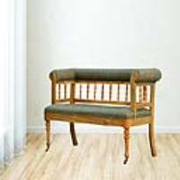 Nordic Style Mango Wood Multi Tweed Upholstered Hallway Bench With Casters 80 x 120cm