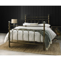 Traditional Antique Brass Metal 5ft King Size Bed Crystal Finials 150cm Wide