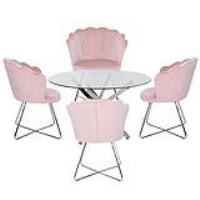 Value 130cm Nova Dining Set With 4 Light Pink Ariel Chairs