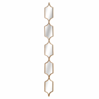 Square Decorative Hanging Collage Slim Wall Mirror In Gold Trim Frame