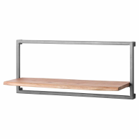Live Edge Collection Grey Metal Framed Brown Acacia Wood Display Shelf