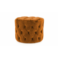 Perkins Modern Cylindrical Pumpkin Velvet Fabric Buttoned Footstool 55cm Diameter
