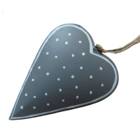 Grey Hanging Metal Heart with Dots Grey 2pk Small