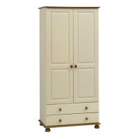 Richmond Cream MDF and Pine Smooth Lacquered 2 Door 2 Drawer Double Wardrobe 185x88cm