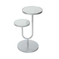Value Edessa Silver Double Side Table With Marble Effect Tabletop