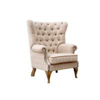 Traditional Style Natural And Tan Wrap Around Button Back Wing Occasional Chair 111x90cm