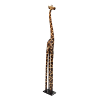 Large Natural Wooden Hand Carved Animal Giraffe Decorative Ornament 200cm Tall