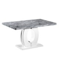 Grey and White Marble Dining Table with Polished Chrome Base 150 x 90cm