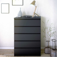 Modern Black Matt Painted Bedroom Chest of 5 Drawers 111cm x 77cm
