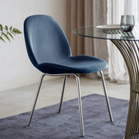 Modern Petrol Blue Velvet Kitchen Dining Chair On Metal Legs (2pk) 81.5x53cm