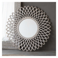 Modern Style Round Bevelled Wall Mirror With Silver Finish Metal Frame 120 x 120cm