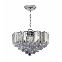 Modern Style Chrome Finish Crystal Detailing Large 3 Pendant Light 114 x 38cm