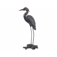 Verdigris Finish Tall Standing Heron Resin Sculpture