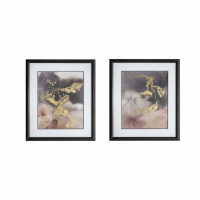 Modern Set Of 2 Shimmer Abstract Wall Arts Black Frames 72x62cm