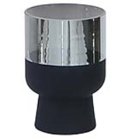 Value 19cm Black And Chrome Glass Hurricane Vase